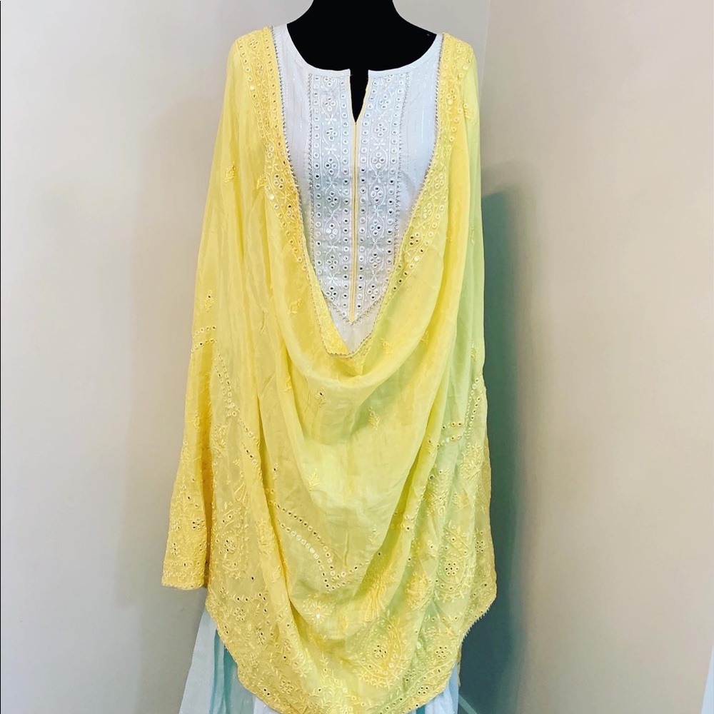 Anarkli frok with embroidered duppta and pant.